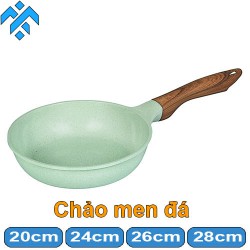 Chảo men đá đáy từ Greencook GCP06 chống trầy xước, dùng cho bếp gas, bếp hồng ngoại, bếp từ